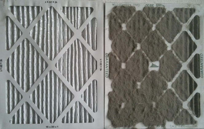 dirty ac filter next to clean ac filter
