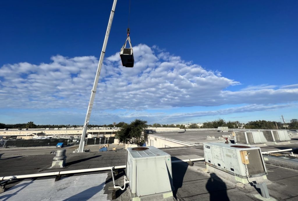 Commercial HVAC services on a Tampa rooftop